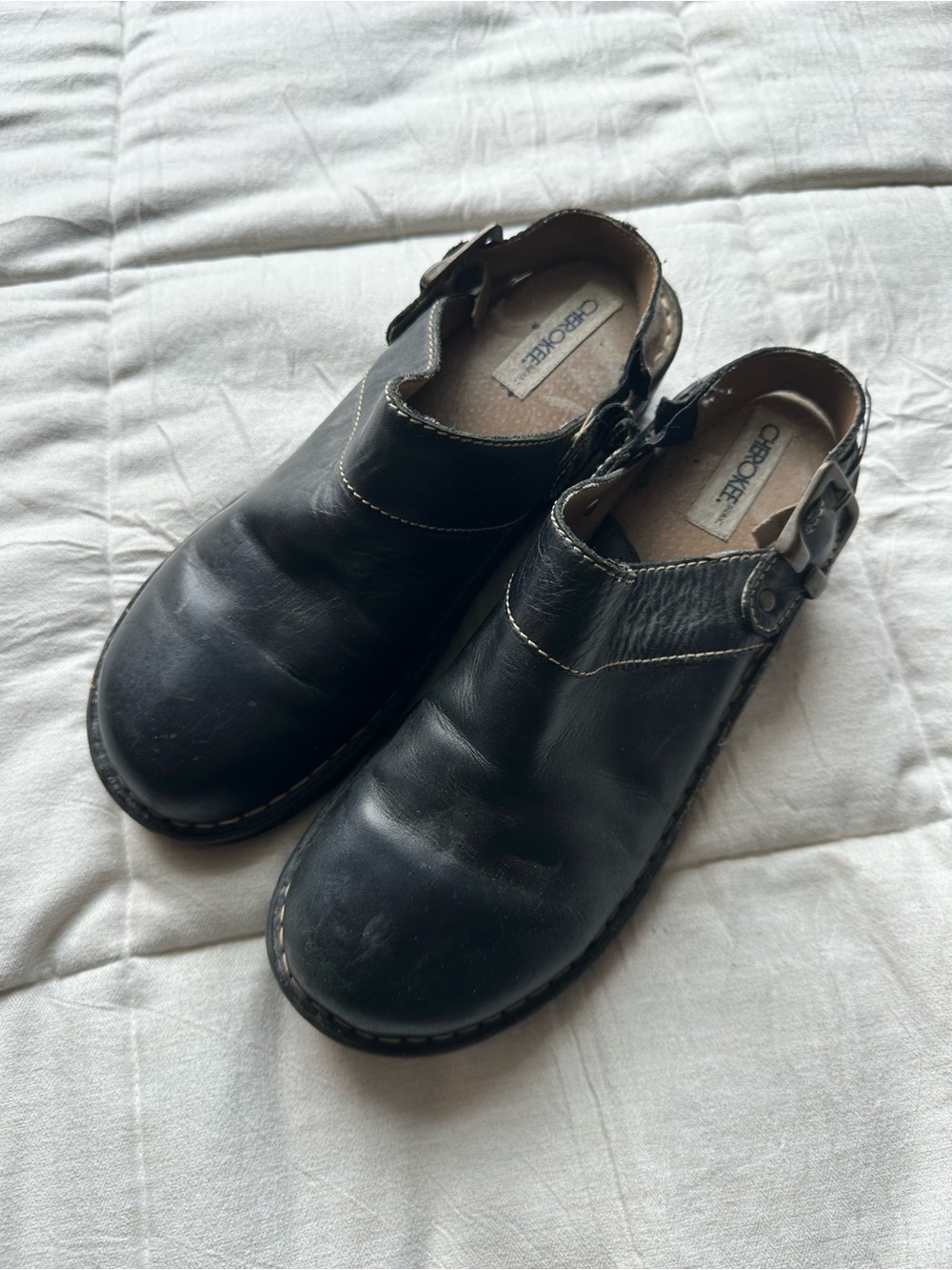 Cherokee Black Leather Slip-On Loafers with Buckle